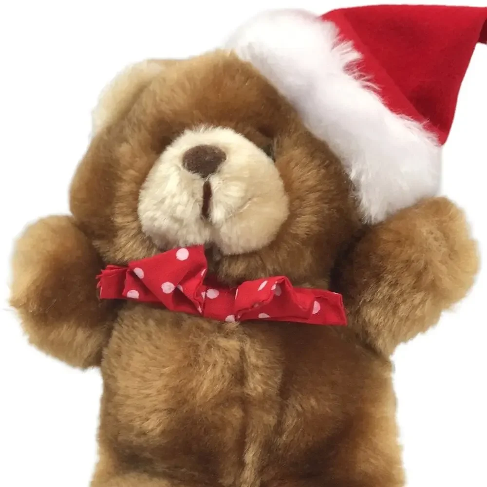 Vtg 1989 American Greetings Honeylove Bear Plush 8'' Stuffed Santa Hat Bow Toy